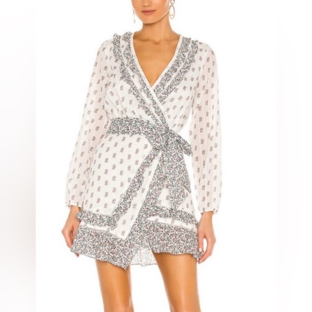 Veronica Beard Kierra Belted Floral Print
Ruffle Cotton Long Sleeve Mini Dress 4